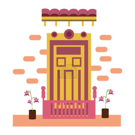 Illustration for Colombian traditional door vector isolated - Royalty Free Image