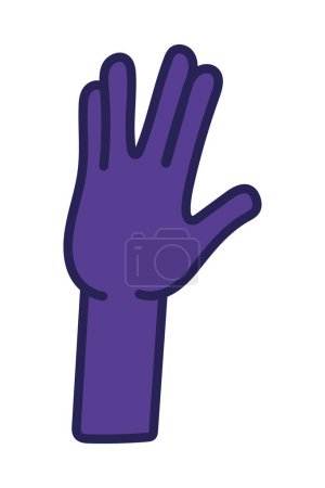 Illustration for Vulcan salute in purple hand vector isolated - Royalty Free Image