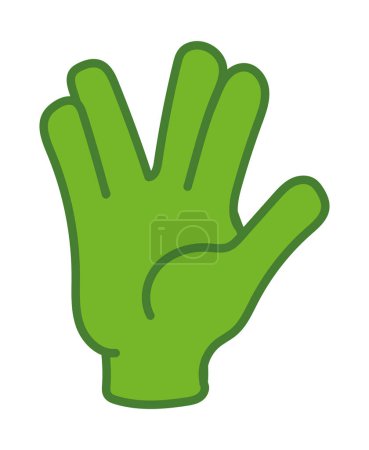 Illustration for Vulcan salute in green hand vector isolated - Royalty Free Image