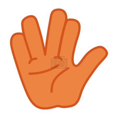 Illustration for Vulcan salute in orange hand vector isolated - Royalty Free Image