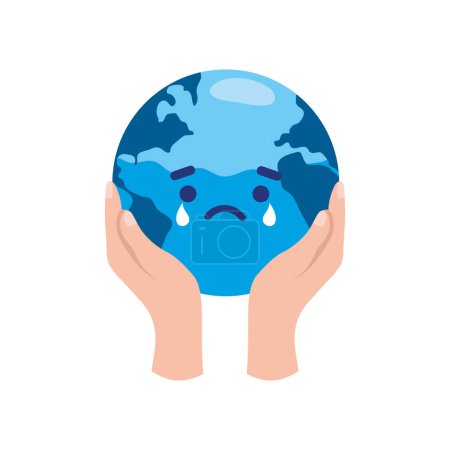 Téléchargez les illustrations : Monde journée de l'eau dans les mains illustration isolé - en licence libre de droit