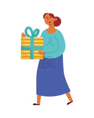 Ilustración de Mujer con vector de caja de regalo aislado - Imagen libre de derechos
