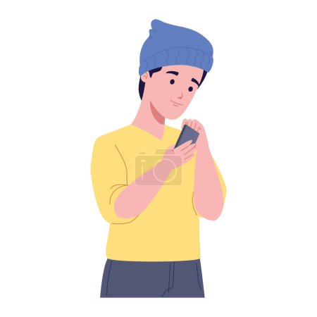 Illustration for Using smartphone boy illustration design - Royalty Free Image