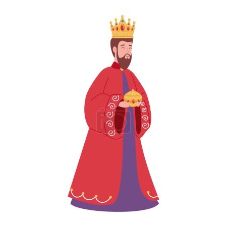 Illustration for Epiphany wise king caspar with gift illustration design - Royalty Free Image