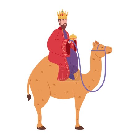 Illustration for Epiphany wise king riding camel illustration - Royalty Free Image