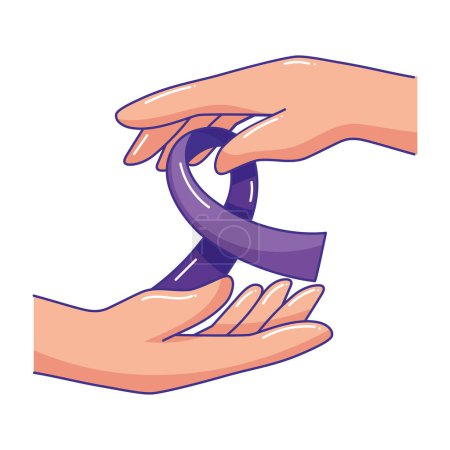 Illustration for Epilepsy hands with ribbon illustration - Royalty Free Image