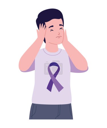 Illustration for Epilepsy boy with purple shirt illustration - Royalty Free Image