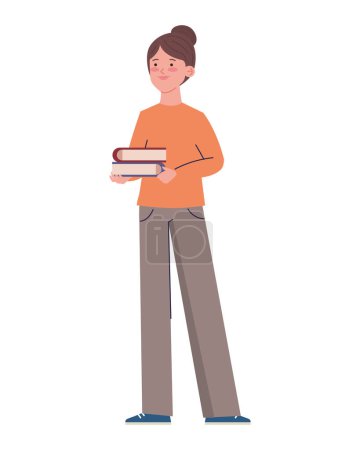 Illustration for Woman with education books illustration - Royalty Free Image