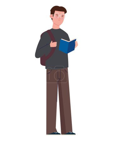 Illustration for Man studying with book illustration - Royalty Free Image