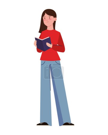 Illustration for Girl reading a book illustration design - Royalty Free Image