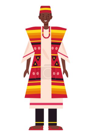 Téléchargez les illustrations : Nigeria homme en kente vêtements illustration - en licence libre de droit