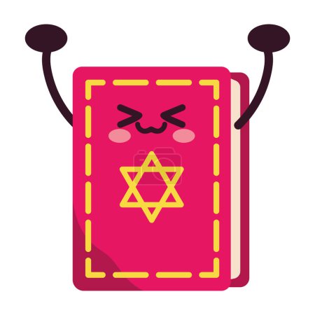Téléchargez les illustrations : Hanukkah caractère kawaii torah illustration - en licence libre de droit