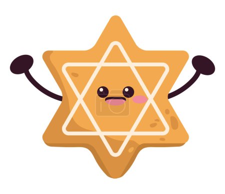 Ilustración de Hanukkah carácter kawaii estrella ilustración - Imagen libre de derechos
