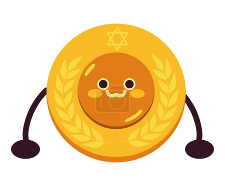 Ilustración de Hanukkah carácter kawaii moneda ilustración - Imagen libre de derechos