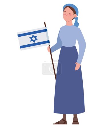 Téléchargez les illustrations : Israël paix personnes femme avec drapeau illustration - en licence libre de droit