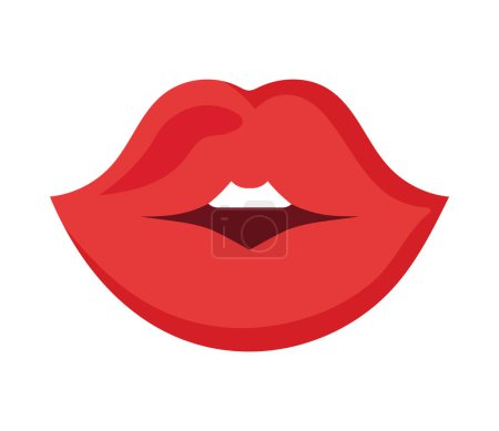 Téléchargez les illustrations : Baiser lèvres illustration sensuelle isolé - en licence libre de droit