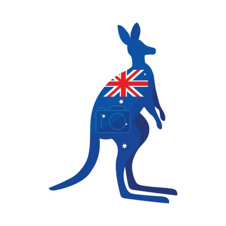 Illustration for Australia day flag in kangaroo illustration - Royalty Free Image
