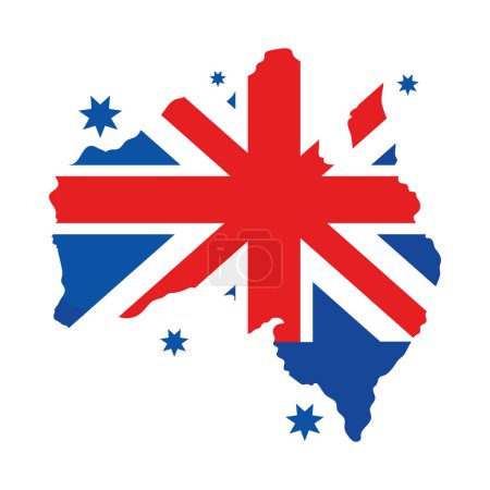 australia day map with flag illustration