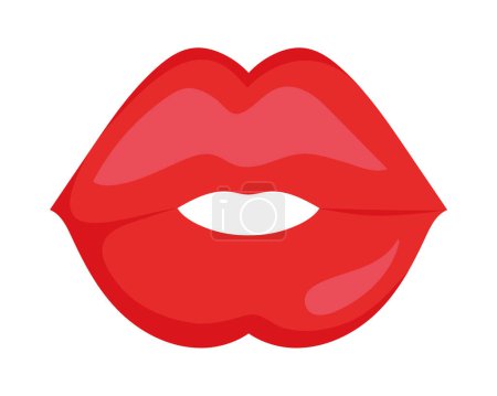 Téléchargez les illustrations : Baiser lèvres heureux illustration isolé - en licence libre de droit