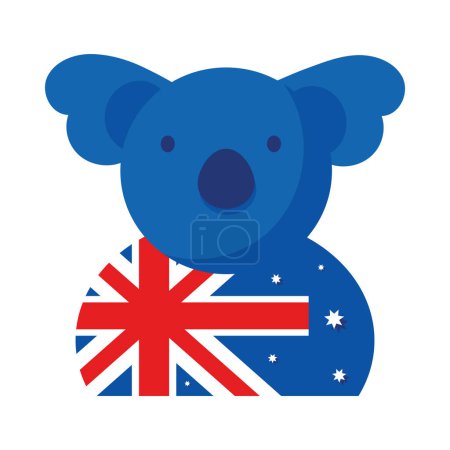 Téléchargez les illustrations : Australie drapeau de jour en koala illustration - en licence libre de droit