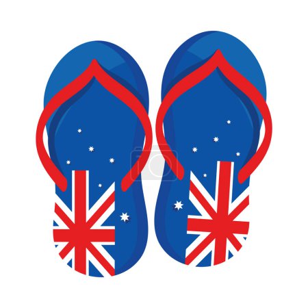 Illustration for Australia day flag in flip flops illustration - Royalty Free Image