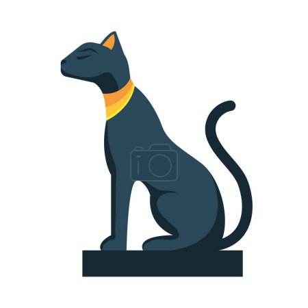 Illustration for Egyptian cat statue illustration isolated - Royalty Free Image
