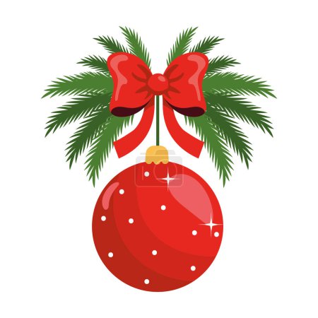Illustration for Christmas garland and ball illustration isolated - Royalty Free Image