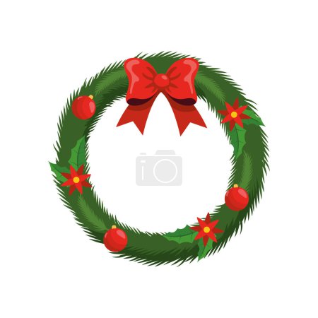 Illustration for Christmas garland with bow illustration isolated - Royalty Free Image
