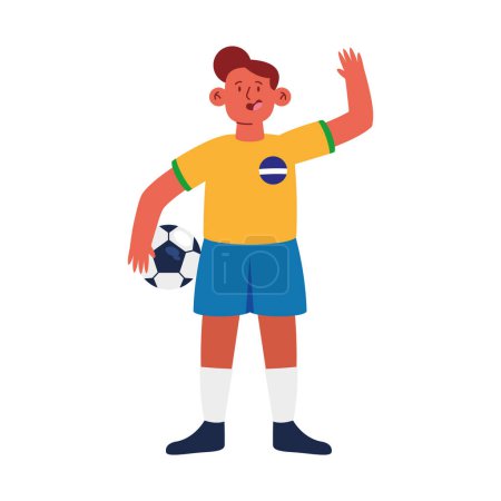 Téléchargez les illustrations : Joueur de football brésilien illustration vecteur isolé - en licence libre de droit