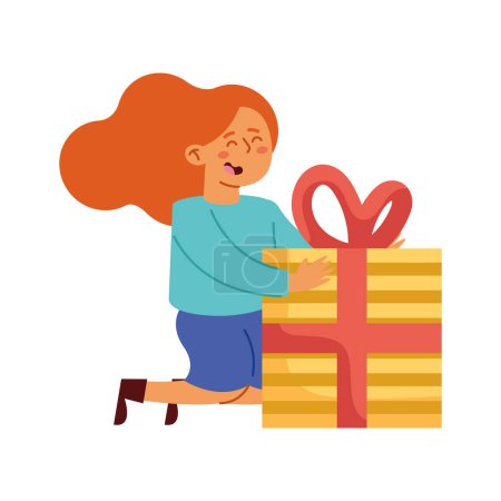 Ilustración de Chica con vector de caja de regalo aislado - Imagen libre de derechos