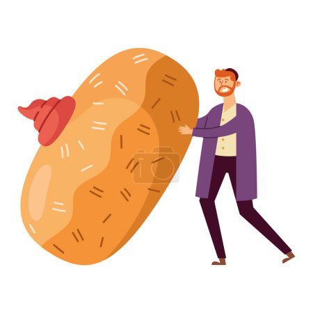 Ilustración de Hanukkah hombre con donut vector aislado - Imagen libre de derechos