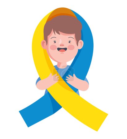 Illustration for Down syndrome happy boy illustration - Royalty Free Image