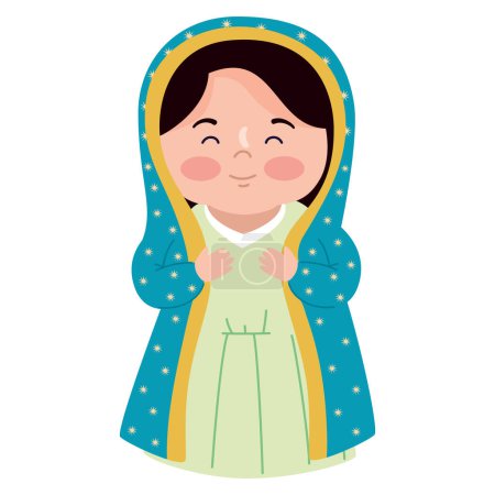 Illustration for Virgen de guadalupe cute illustration - Royalty Free Image