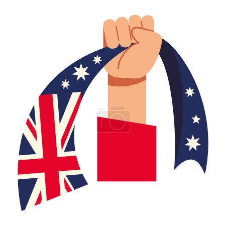 Illustration for Australia day hand with flag illustration design - Royalty Free Image