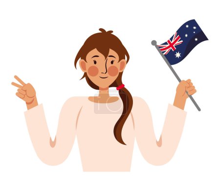Illustration for Australia day woman with flag illustration - Royalty Free Image