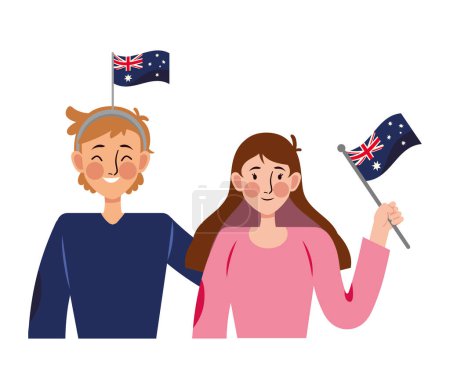 Illustration for Australia day people celebrating illustration - Royalty Free Image