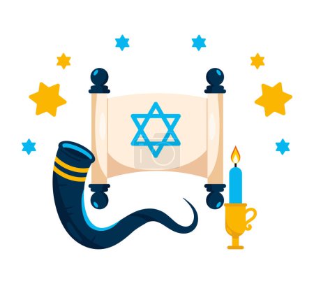 Téléchargez les illustrations : Hanukkah religion juive illustration design - en licence libre de droit
