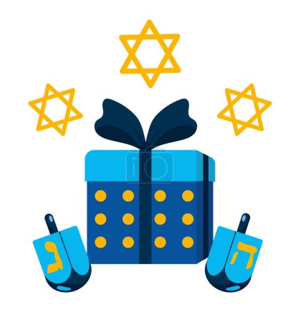 Téléchargez les illustrations : Hanukkah dreidel et illustration cadeaux - en licence libre de droit