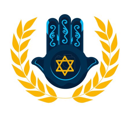 Téléchargez les illustrations : Hanukkah hamsa décoration illustration design - en licence libre de droit