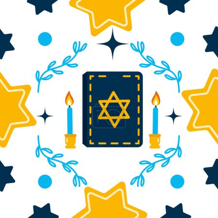 Illustration for Hanukkah background torah and candles illustration - Royalty Free Image