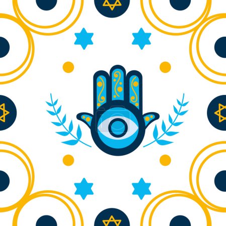 Illustration for Hanukkah background hamsa illustration design - Royalty Free Image