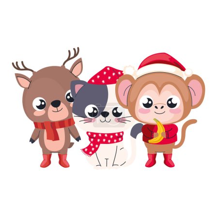 Ilustración de Animales lindos ilustración de Navidad aislado - Imagen libre de derechos