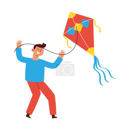 Illustration for Makar sankranti boy and kite vector isolated - Royalty Free Image