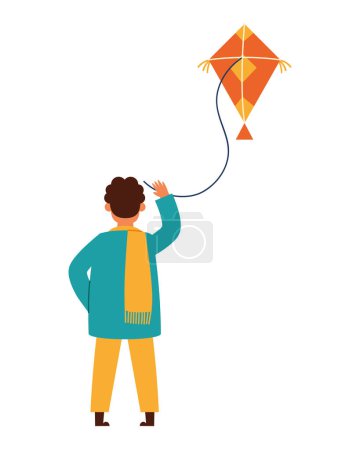 Illustration for Makar sankranti man with kite vector isolated - Royalty Free Image