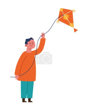 Illustration for Makar sankranti man and kite vector isolated - Royalty Free Image