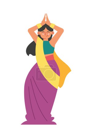 Illustration for Myanmar traditional dancer design vector isolated - Royalty Free Image