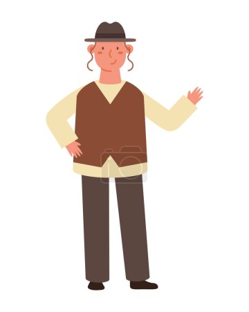 Téléchargez les illustrations : Homme juif avec chapeau vecteur isolé - en licence libre de droit