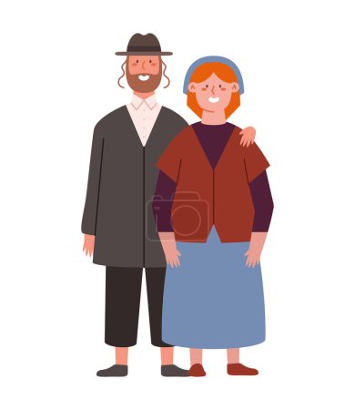 Téléchargez les illustrations : Couple juif illustration vecteur isolé - en licence libre de droit