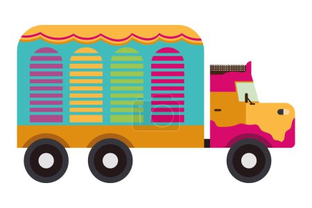 Illustration for Pakistan traditional car vector isolated - Royalty Free Image
