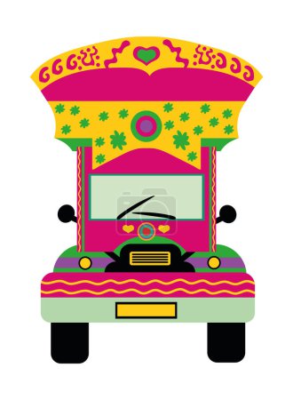 Téléchargez les illustrations : Pakistan vecteur d'illustration de voiture traditionnelle isolé - en licence libre de droit